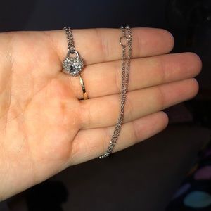 Juicy Couture silver pave heart lock necklace